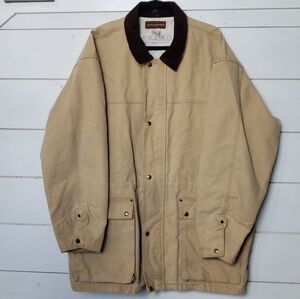 Vintage Canvas Chore Jacket Workwear Mens XL Canada Made Bluecollar Tan Brown